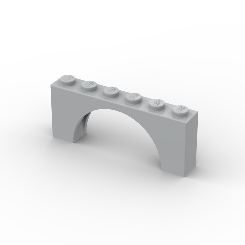 LEGO® 12939 Bogen 1x6x2, Dünne Oberseite ohne verstärkte Unterseite Hellgrau (Light Bluish Grey)